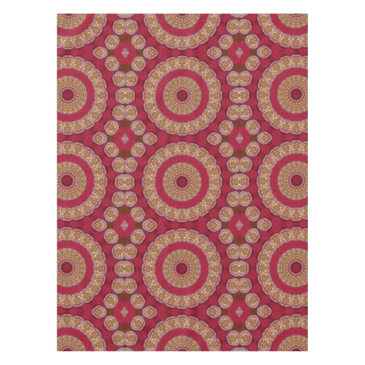 Nappe Rosettes Mandala Rouge Or Jaune (Devant)