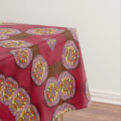 Nappe Rosettes rouge or jaune Mandala (In Situ)