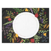 Nappe Rosh Hashanah couronne colorée de fleurs sur noir (Devant (Horizontal))