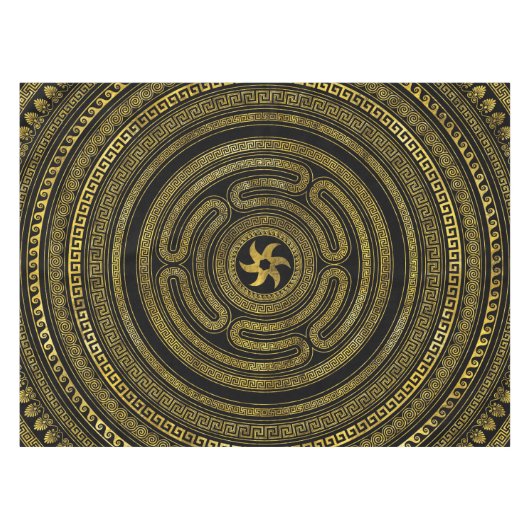 Nappe Roue d'Hécate Greek Key Noir and Gold (Devant (Horizontal))