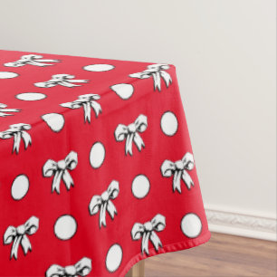 Nappe Rouge à pois blancs et nœuds de dessins animés