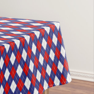 Nappe Rouge, Blanc, Jacquard Bleu 2-52x70 COTON TABLECLO