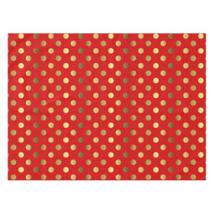Nappe rouge et d'or de point de polka