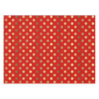 Nappe rouge et d'or de point de polka