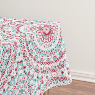 Nappe Rouge et Turquoise Fleur Mandala Design
