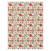 NAPPE ROUGE ET VERT ANCIEN PATCHWORK DE NOËL (Devant)