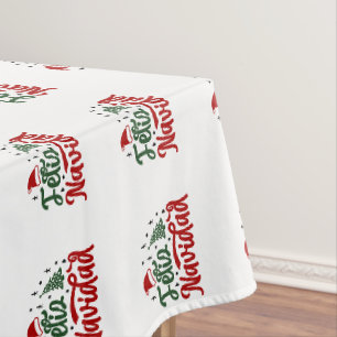Nappe Rouge festif et vert Feliz Navidad