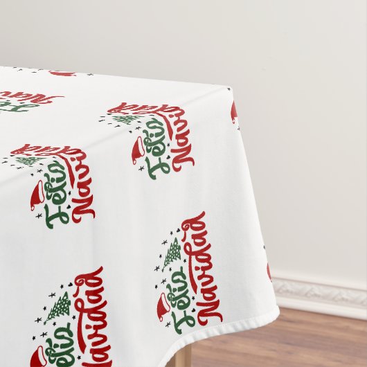Nappe Rouge festif et vert Feliz Navidad (In Situ)
