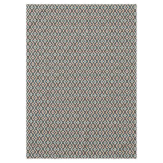 Nappe Rouge foncé Brown Turquoise bleu gris Motif d'art  (Devant)