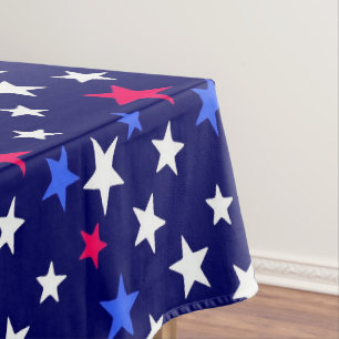 Nappe Rouge gras, bleu patriotique et étoiles blanches 