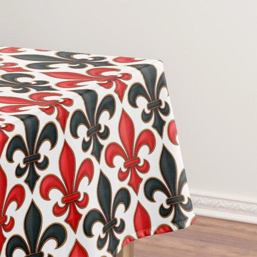 Nappe Rouge noir baroque Fleur de lis Motif Design