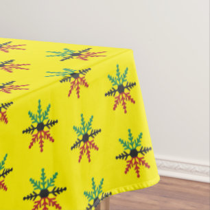 Nappe Rouge Noir Vert Jaune Flammes de Neige Motif Kwanz