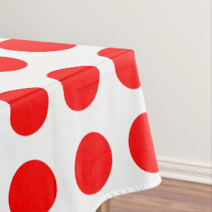 Nappe Rouge sur blanc Grande taille Pois horizontaux