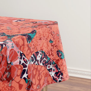 Nappe Rouge Turquoise noir blanc tacheté Résumé graphiqu