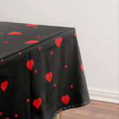 Nappe Rouge valentines Coeurs Motif sur Noir (In Situ)