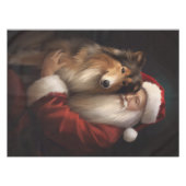 Nappe Rough Collie Avec Noël Festif Du Père Noël (Devant (Horizontal))