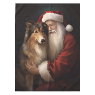 Nappe Rough Collie Avec Noël Festif Du Père Noël