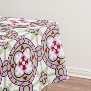 Nappe Ruban de fleur de carrelage de Barcelone rouge ros