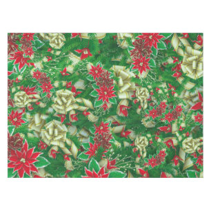 Nappe Rubans Feuille Poinsettia Fir Noël Floral  