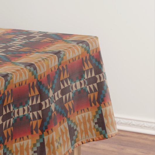 Nappe Rust Orange foncé Rouge Brown Bleu Turquoise Art T (In Situ)