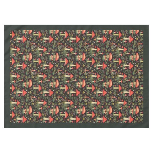 Nappe Rustic Aesthetic Tablecloth Mushrooms & Ferns (Devant (Horizontal))