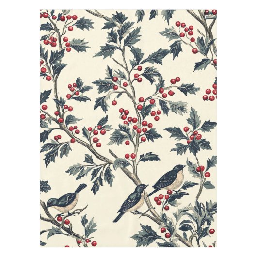Nappe Rustic Bird et Poinsettia Motif de Noël (18) (Devant)