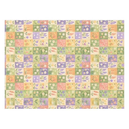 Nappe Rustic Boho Green & Orange Quilt Floral Patchwork  (Devant (Horizontal))