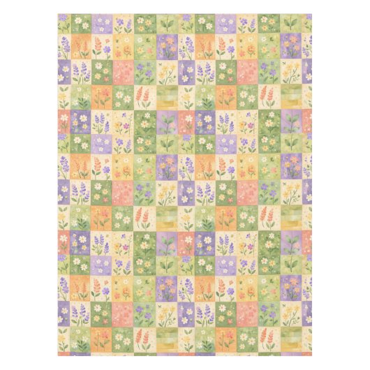 Nappe Rustic Boho Green & Orange Quilt Floral Patchwork  (Devant)