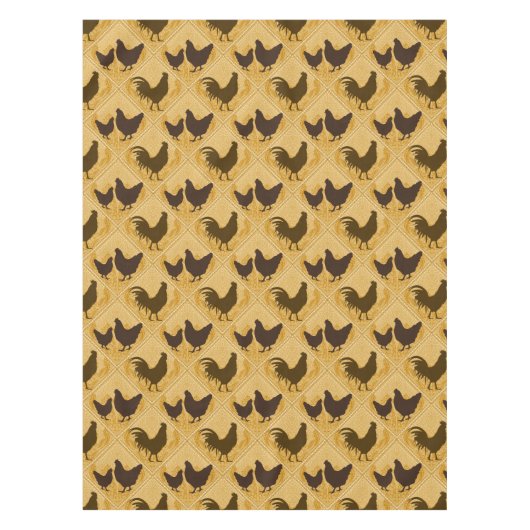 Nappe Rustic Farmhouse Hen Pattern – In Yellow (Devant)