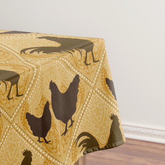 Nappe Rustic Farmhouse Hen Pattern – In Yellow (In Situ)