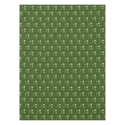 Nappe Rustic Green Gold Stars Motif Festive Élégant (Devant)