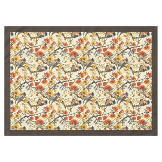 Nappe rustique avec oiseaux et automne Accent flor (Devant (Horizontal))
