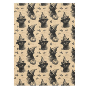 Nappe Rustique Vintage Chat Noir Sorcière Halloween Moti