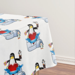 Nappe Saint-Valentin Pingouin