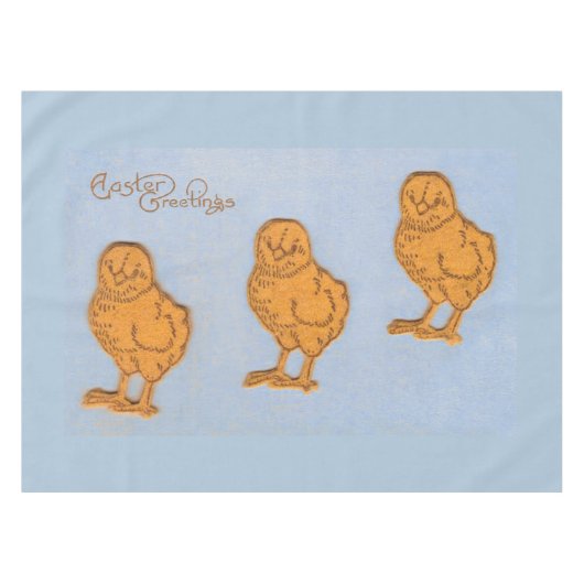 Nappe Salutations de Pâques Chicks Bleu (Devant (Horizontal))
