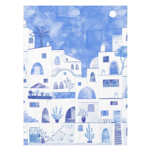 Nappe Santorin Grec Ile Aquarelle Townscape (Devant)