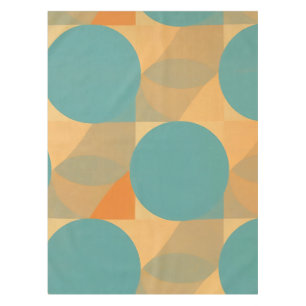 Nappe Sarcelle, Brun clair et Orange dans un motif de st