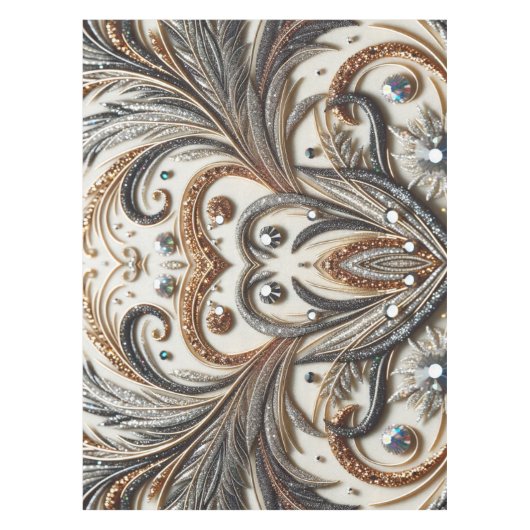 Nappe Schéma floral brillant avec pierre de gemme (Devant)