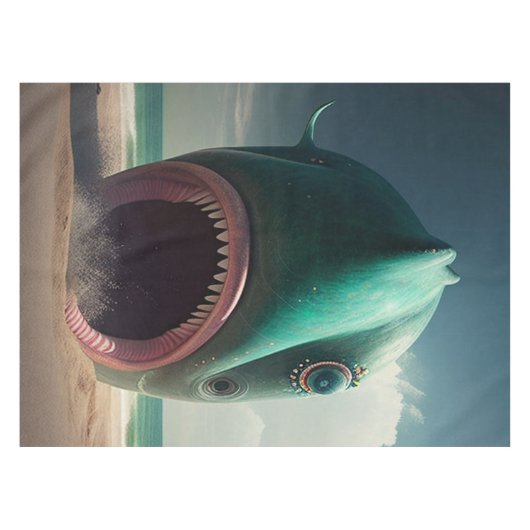 Nappe Sculpture de requin sur la plage (Devant (Horizontal))