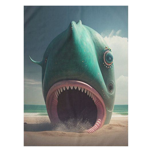 Nappe Sculpture de requin sur la plage (Devant)