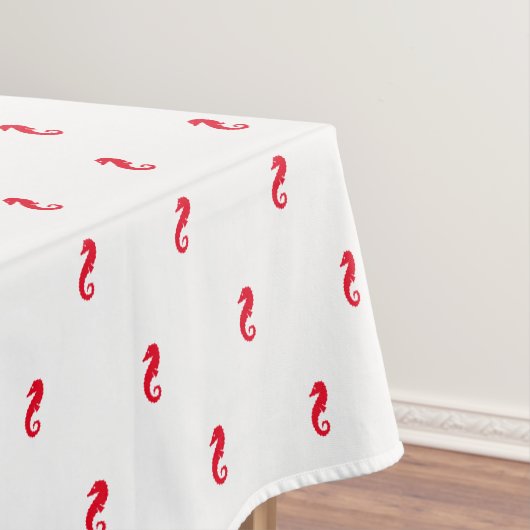 Nappe Seahorse rouge blanc animaux de mer motif moderne  (In Situ)