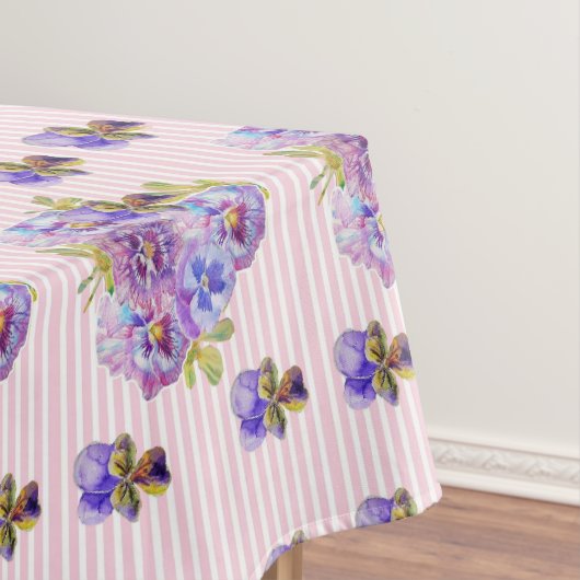 Nappe Shabby Chic Rose Stripe Viola Pansy Motif Floral (In Situ)