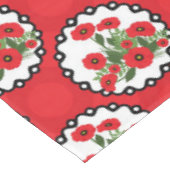 Nappe Shabby Chic Rouge, Black & White Poppies Florales (Angle)