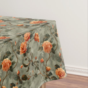 Nappe Shabby chic terre cuite sauge cuivre roses vintage