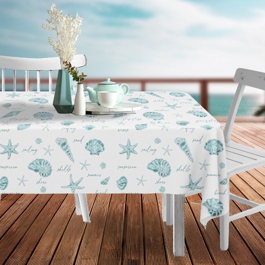 Nappe Shells Starfish Sun Fun Texte Turquoise ID918