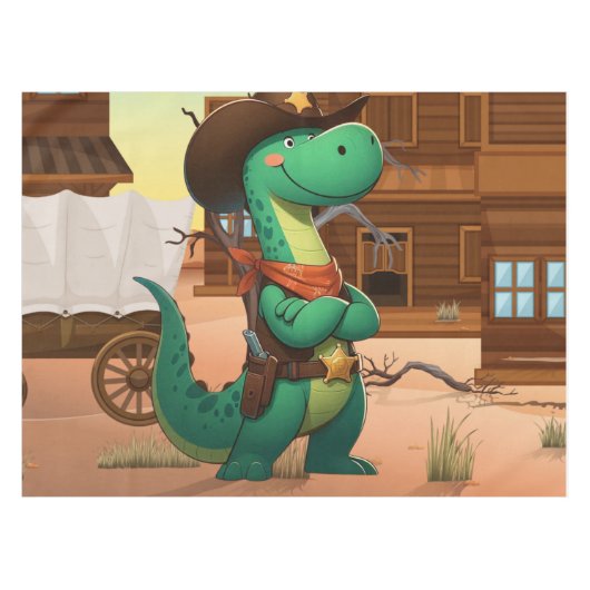 Nappe Shérif de dinosaure mignon/cowboy (Devant (Horizontal))