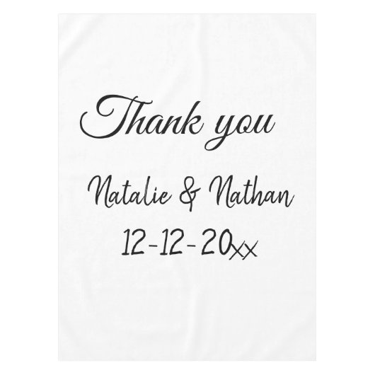 Nappe Simple minimal thank you couple name text date cus (Devant)