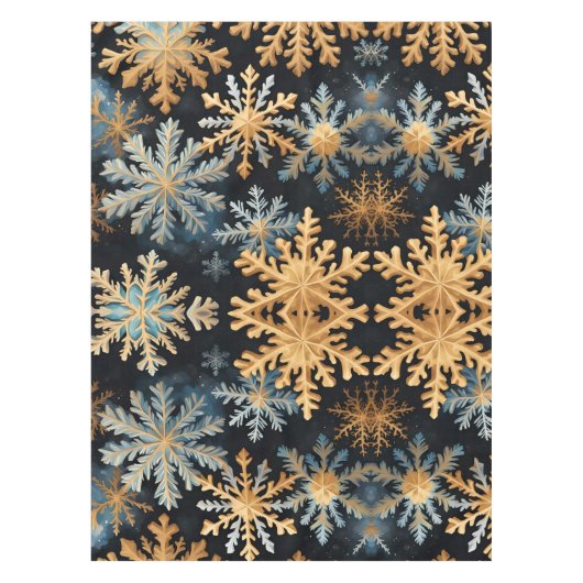 Nappe  Snowflakes Magic Christmas Black Gold Blue (Devant)