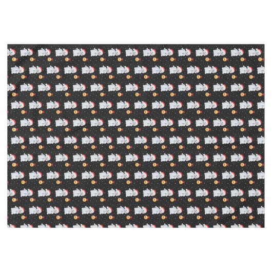 Nappe Snowman mignon et Snowflakes sur noir (Devant (Horizontal))