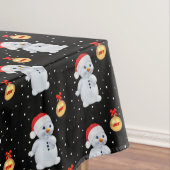 Nappe Snowman mignon et Snowflakes sur noir (In Situ)